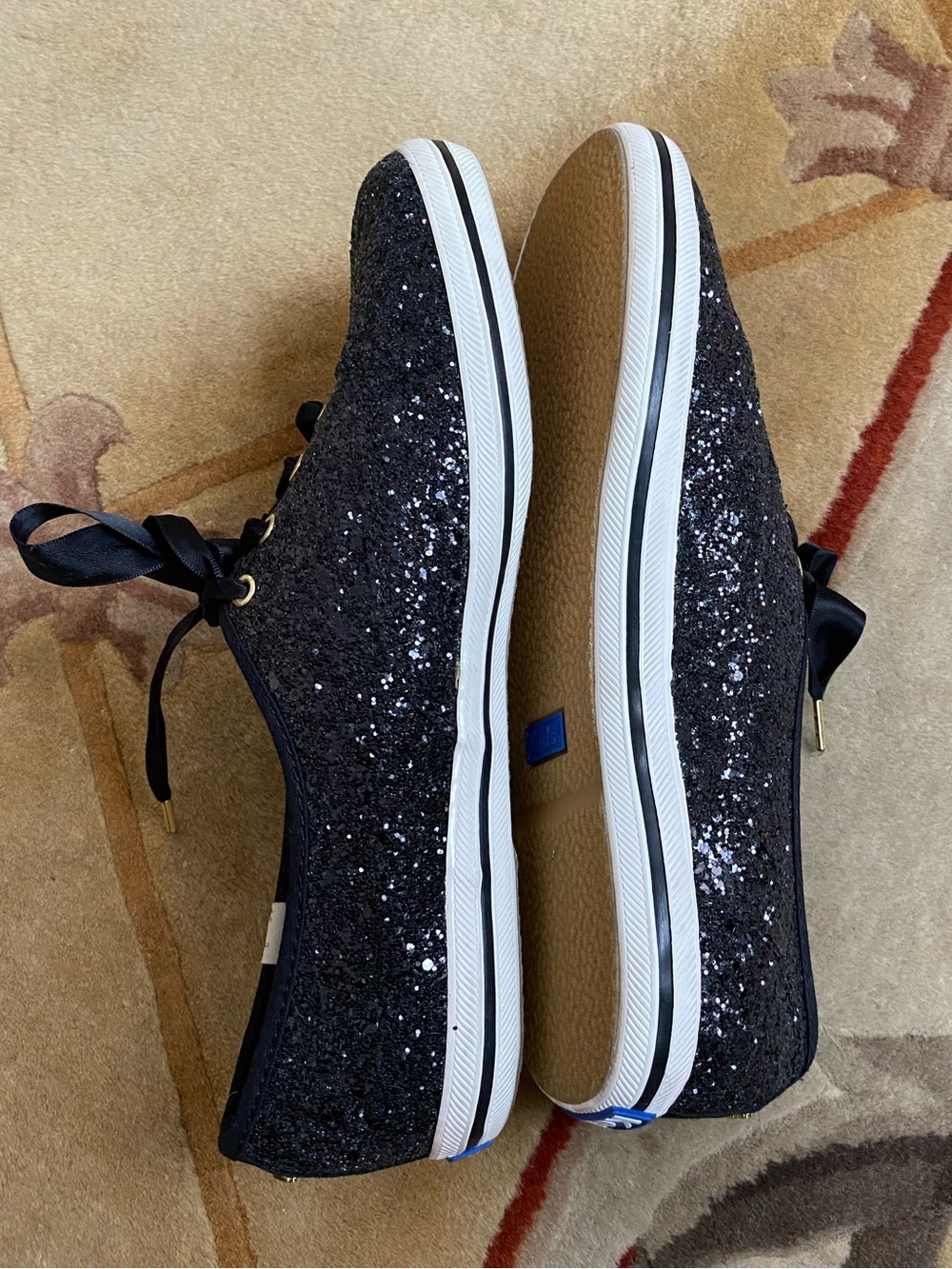 Kate Spade Keds Black Glitter New 8.5 - Picture 4 of 7